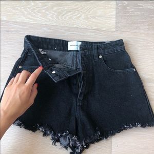 Abrand black distressed denim shorts